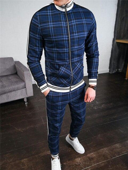 New Men Casual Zipper Set Autumn Mens set Tracksuit Set Male Sweatshirt Sweatpants Multi-pocket Fashion High Street Jackets Sets