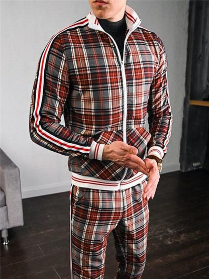 New Men Casual Zipper Set Autumn Mens set Tracksuit Set Male Sweatshirt Sweatpants Multi-pocket Fashion High Street Jackets Sets