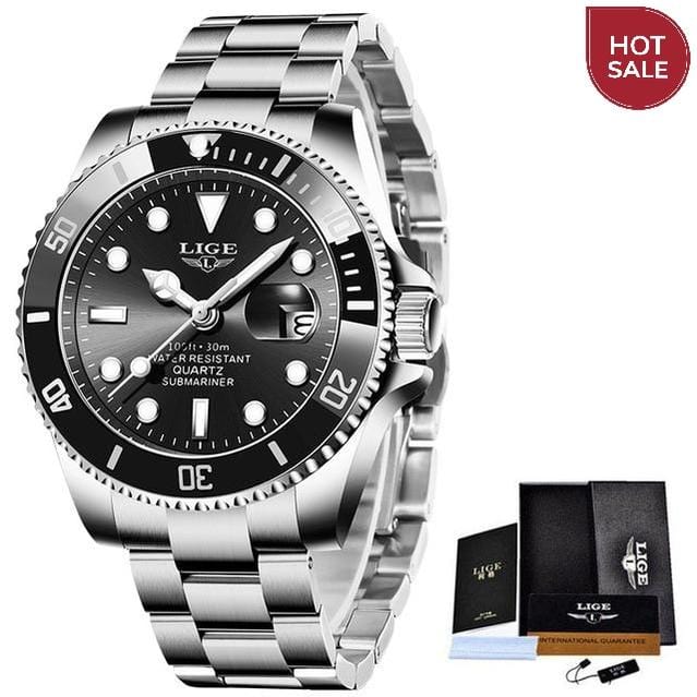 LIGE Top Brand Luxury Fashion Diver Watch Men 30ATM Waterproof Date Clock Sport Watches Mens Quartz Wristwatch Relogio Masculino