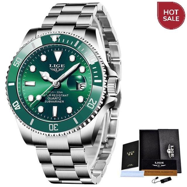 LIGE Top Brand Luxury Fashion Diver Watch Men 30ATM Waterproof Date Clock Sport Watches Mens Quartz Wristwatch Relogio Masculino