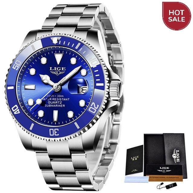 LIGE Top Brand Luxury Fashion Diver Watch Men 30ATM Waterproof Date Clock Sport Watches Mens Quartz Wristwatch Relogio Masculino