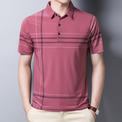 Ymwmhu Fashion Slim Men Polo Shirt Black Short Sleeve Summer Thin Shirt Streetwear Striped Male Polo Shirt for Korean Clothing