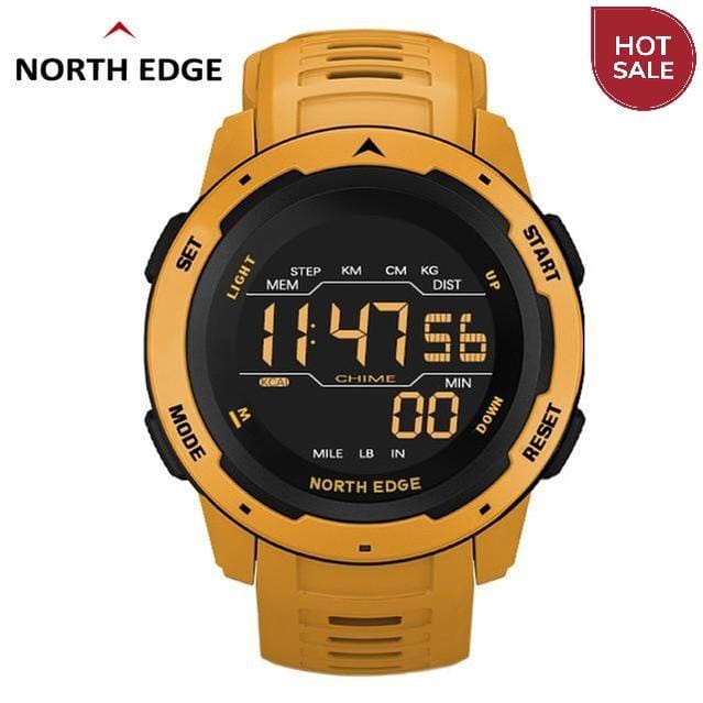 NORTH EDGE Men Digital Watch Men's Sports Watches Dual Time Pedometer Alarm Clock Waterproof 50M Digital Watch Military Clock