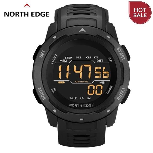 NORTH EDGE Men Digital Watch Men's Sports Watches Dual Time Pedometer Alarm Clock Waterproof 50M Digital Watch Military Clock