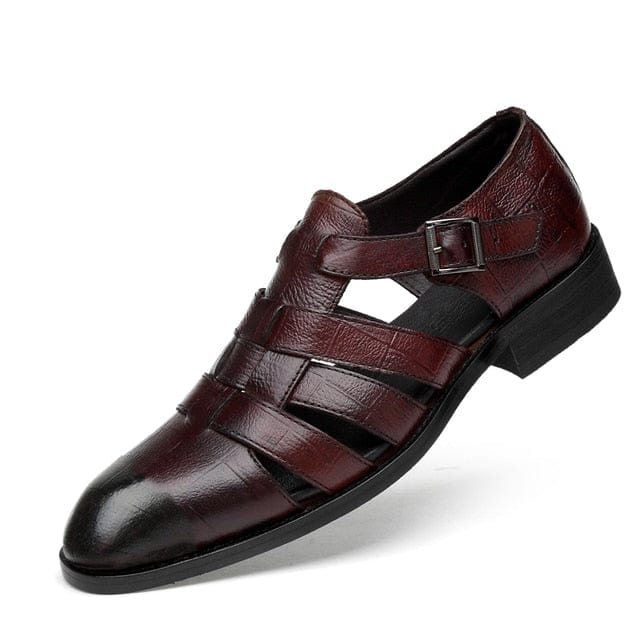 Italian style Fashion Genuine leather sandals for men Business Dress sandals Handmade Leather shoes men sandalias Big Size 35-47