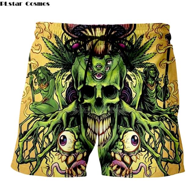 Newest Hot weed Harajuku Men's Summer Casual Shorts 3D Print Loose Beach Weeds skull Brand Shorts Drop Shipping shorts