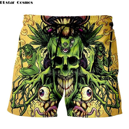 Newest Hot weed Harajuku Men's Summer Casual Shorts 3D Print Loose Beach Weeds skull Brand Shorts Drop Shipping shorts