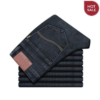 Spring Autumn 2020 Men's Smart Jeans Business Fashion Straight Regular Blue Stretch Denim Trousers Classic Men Plus Size 28-40