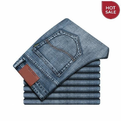 Spring Autumn 2020 Men's Smart Jeans Business Fashion Straight Regular Blue Stretch Denim Trousers Classic Men Plus Size 28-40