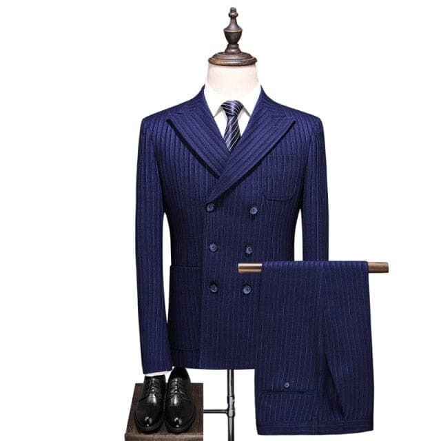 Shenrun Men Suits Check Slim Fit Business Work Office Uniform Plaid Suit Party Prom Banquet Wedding Double Breasted Six Buttons