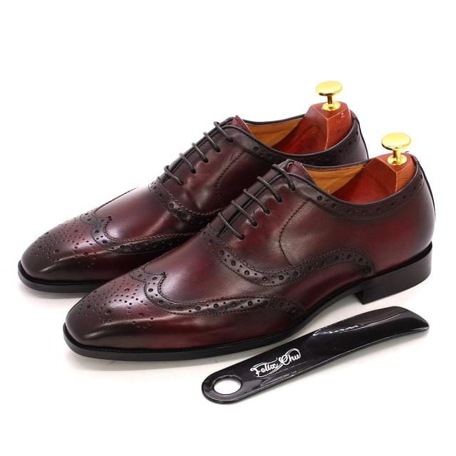 Handmade Mens Shoes Grey Genuine Leather Men's Dress Shoes Classic Business Formal Shoes for Men