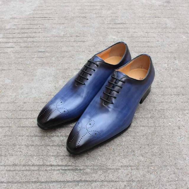 Daniel Shoes Italian Mens Dress Shoes Genuine Leather Blue Purple Men Wedding Shoes Party Whole Cut Formal Shoes for Men