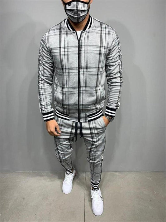 Plaid Printed Loose Suit Couple Clothes Fashion Tracksuit Grey Tracksuit Fullset Black Pink Faded Tracksuit Full Set Tracksuit