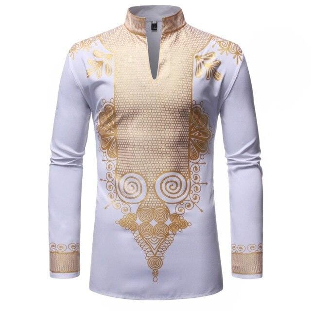 New Men Print African Print Dresses Rich Bazin Dashiki Long Sleeve T-shirt Traditional 2020 Fashion Style Adult Blouse Clothing