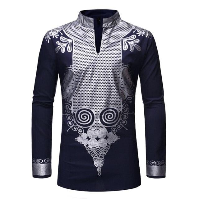 New Men Print African Print Dresses Rich Bazin Dashiki Long Sleeve T-shirt Traditional 2020 Fashion Style Adult Blouse Clothing