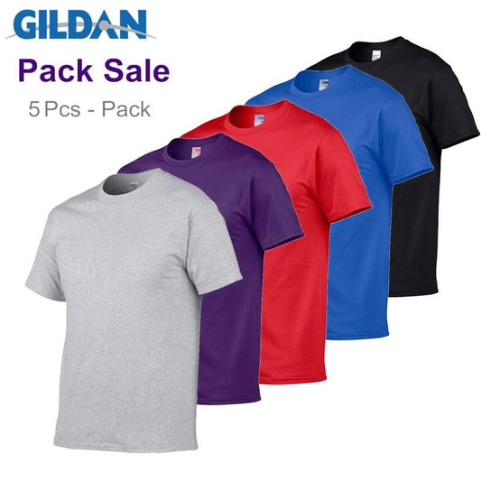 5pcs/Lot GILDAN Brand Solid Color T Shirt Mens Black And White 100% Cotton T-shirts Summer Skateboard Tee Boy Skate Tshirt Tops