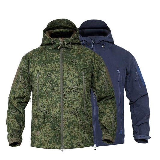 MEGE Men's Camouflage Fleece Jacket Men Waterproof Softshell Windbreaker Winter Hooded Coat Hunt Clothes