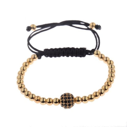 Classic Luxury CZ Black Zircon Long Tubes&amp;4MM Copper Beads Macrame Men Bracelets&amp;Bangles For Women Jewelry Bileklik