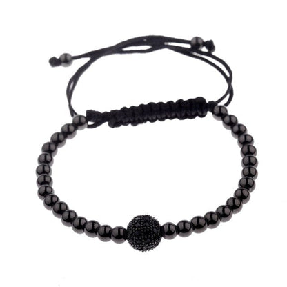 Classic Luxury CZ Black Zircon Long Tubes&amp;4MM Copper Beads Macrame Men Bracelets&amp;Bangles For Women Jewelry Bileklik
