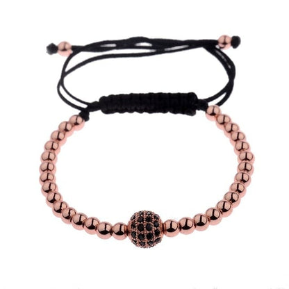 Classic Luxury CZ Black Zircon Long Tubes&amp;4MM Copper Beads Macrame Men Bracelets&amp;Bangles For Women Jewelry Bileklik