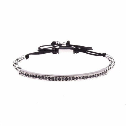 Classic Luxury CZ Black Zircon Long Tubes&amp;4MM Copper Beads Macrame Men Bracelets&amp;Bangles For Women Jewelry Bileklik