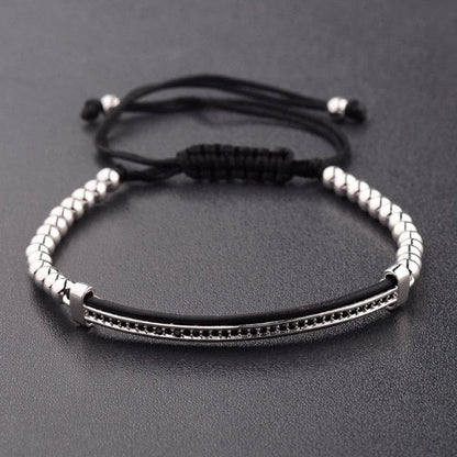 Classic Luxury CZ Black Zircon Long Tubes&amp;4MM Copper Beads Macrame Men Bracelets&amp;Bangles For Women Jewelry Bileklik
