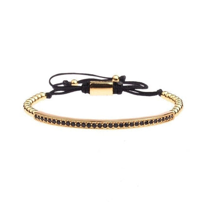 Classic Luxury CZ Black Zircon Long Tubes&amp;4MM Copper Beads Macrame Men Bracelets&amp;Bangles For Women Jewelry Bileklik