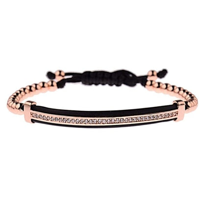 Classic Luxury CZ Black Zircon Long Tubes&amp;4MM Copper Beads Macrame Men Bracelets&amp;Bangles For Women Jewelry Bileklik