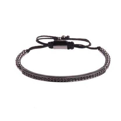 Classic Luxury CZ Black Zircon Long Tubes&amp;4MM Copper Beads Macrame Men Bracelets&amp;Bangles For Women Jewelry Bileklik