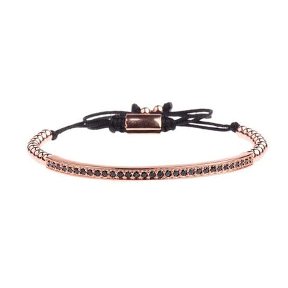Classic Luxury CZ Black Zircon Long Tubes&amp;4MM Copper Beads Macrame Men Bracelets&amp;Bangles For Women Jewelry Bileklik