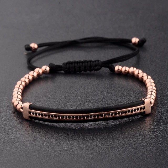 2020 Classic Luxury CZ Black Zircon Long Tubes&amp;4MM Copper Beads Macrame Men Bracelets&amp;Bangles For Women Jewelry Bileklik