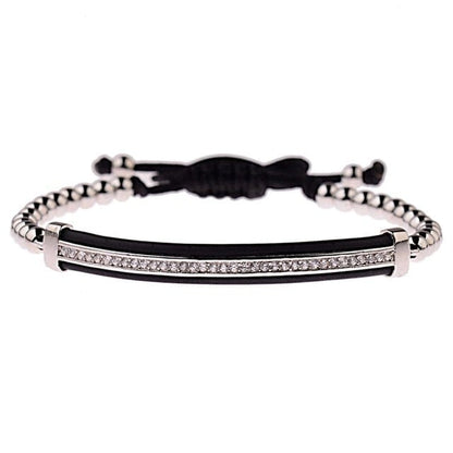 Classic Luxury CZ Black Zircon Long Tubes&amp;4MM Copper Beads Macrame Men Bracelets&amp;Bangles For Women Jewelry Bileklik