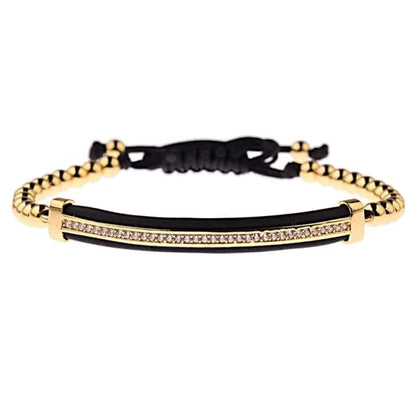 Classic Luxury CZ Black Zircon Long Tubes&amp;4MM Copper Beads Macrame Men Bracelets&amp;Bangles For Women Jewelry Bileklik