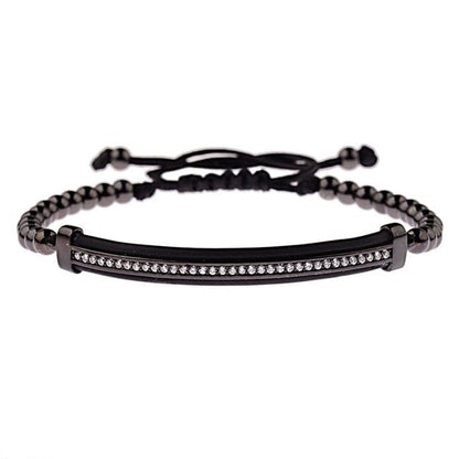 Classic Luxury CZ Black Zircon Long Tubes&amp;4MM Copper Beads Macrame Men Bracelets&amp;Bangles For Women Jewelry Bileklik
