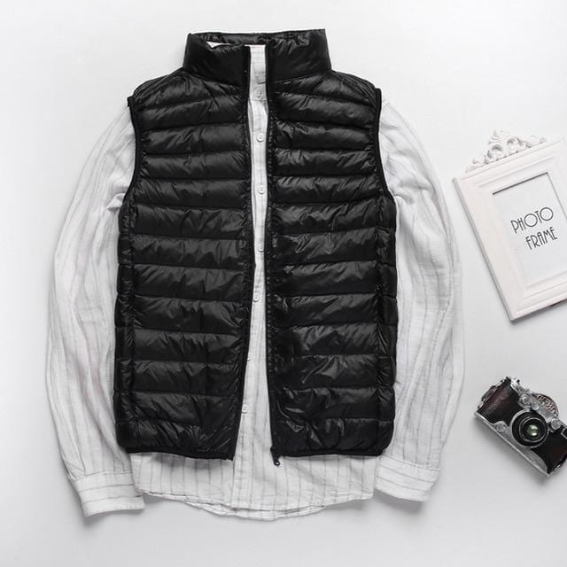 Winter Men Duck Down Vest Coat Ultralight Sleeveless Puffer Vest Jacket Fashion Stand Collar Windproof Duck Down Waistcoat