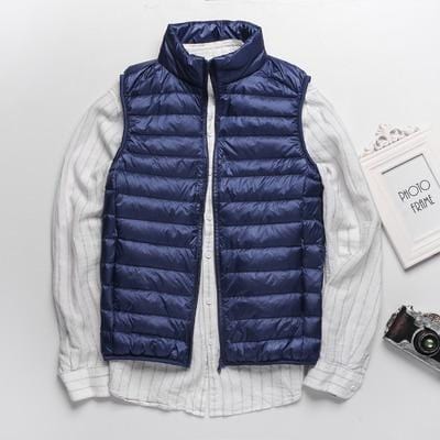 Winter Men Duck Down Vest Coat Ultralight Sleeveless Puffer Vest Jacket Fashion Stand Collar Windproof Duck Down Waistcoat