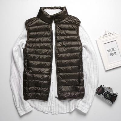 Winter Men Duck Down Vest Coat Ultralight Sleeveless Puffer Vest Jacket Fashion Stand Collar Windproof Duck Down Waistcoat