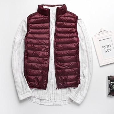 Winter Men Duck Down Vest Coat Ultralight Sleeveless Puffer Vest Jacket Fashion Stand Collar Windproof Duck Down Waistcoat