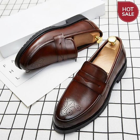 2020 Luxury Brand Penny Loafers men Casual shoes Slip on Leather Dress shoes big size 38-46 Brogue Carving loafer Driving party