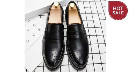 2020 Luxury Brand Penny Loafers men Casual shoes Slip on Leather Dress shoes big size 38-46 Brogue Carving loafer Driving party