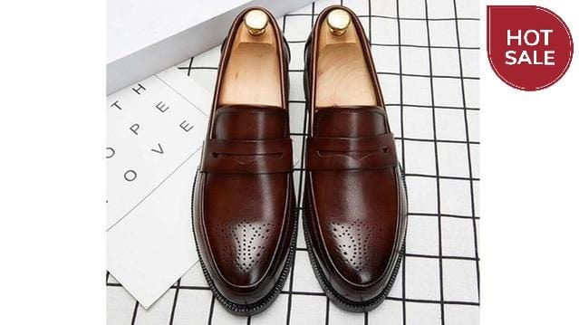 2020 Luxury Brand Penny Loafers men Casual shoes Slip on Leather Dress shoes big size 38-46 Brogue Carving loafer Driving party