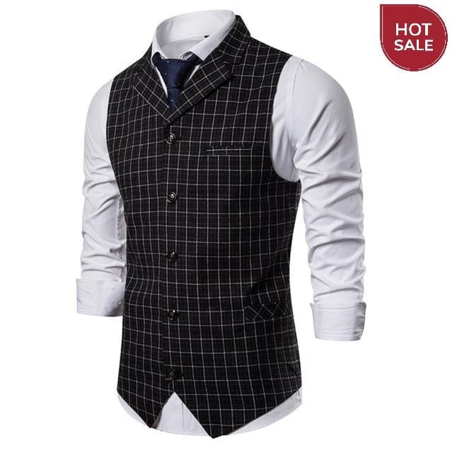 New Mens Vest Casual Business Men Suit Vests Male Lattice Waistcoat Fashion Mens Sleeveless Suit Vest Smart Casual Top Grey Blue