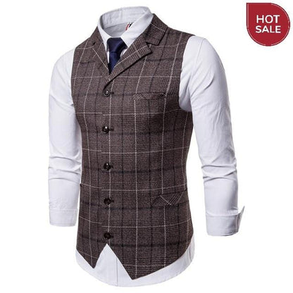 New Mens Vest Casual Business Men Suit Vests Male Lattice Waistcoat Fashion Mens Sleeveless Suit Vest Smart Casual Top Grey Blue