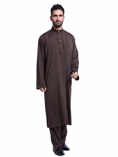 Dubai Arab Islam Muslim Clothing Sets Men Jubba Thobe Solid Kimono Long Robe 2 Piece Set Tops and Pants Saudi Musulman Wear sets