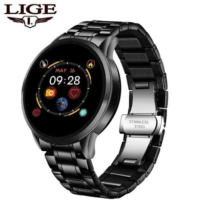 LIGE 2020 New Smart Watch Men Heart Rate Blood Pressure Information Reminder Sport Waterproof Smart Watch for Android IOS Phone