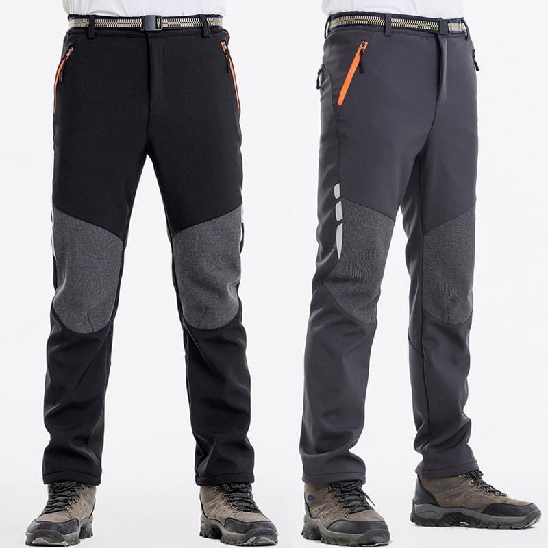 Pantaloni reflectorizanți pentru drumeții de iarnă pentru bărbați Pantaloni călduroși din lână Softshell Sport în aer liber Groși Trekking Schi Pantaloni impermeabili