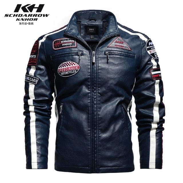 Jachetă de motocicletă nouă pentru bărbați, toamna/iarna 2020, la modă, ocazională, din piele, brodata de aviator, iarna, jachetă din catifea Pu