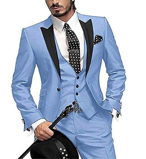 2020 New Arrival Groomsmen Peak Black Lapel Groom Tuxedos Burgundy Men Suits Wedding Best Man Blazer (Jacket+Pants+Vest)