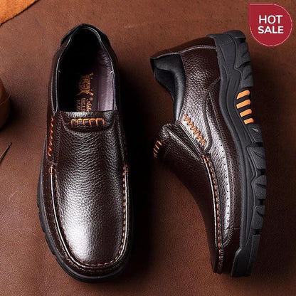 Newly Men's Genuine Leather Shoes Size 38-46 Head Leather Soft Anti-slip Driving Shoes Man Spring Business Dress Shoes