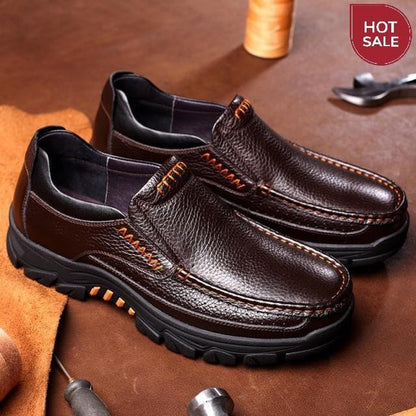 Newly Men's Genuine Leather Shoes Size 38-46 Head Leather Soft Anti-slip Driving Shoes Man Spring Business Dress Shoes